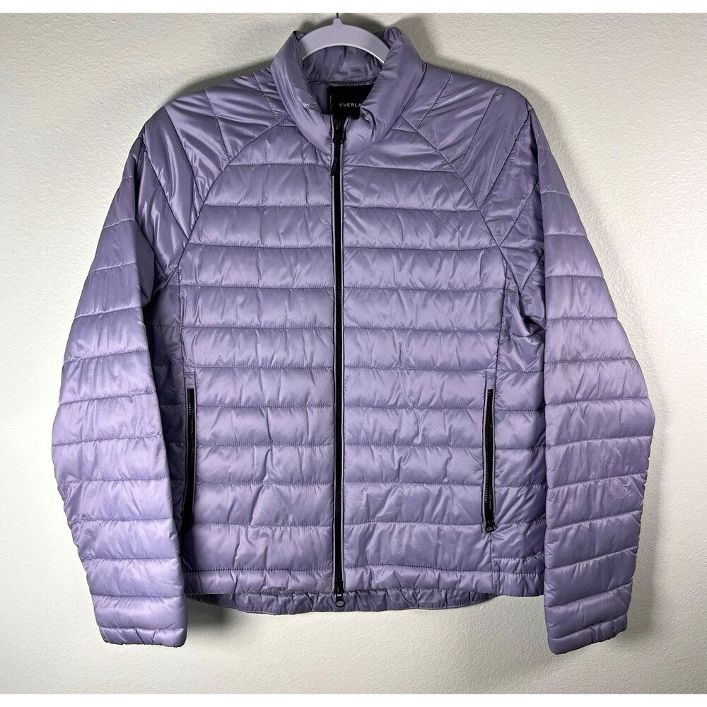 Everlane ReNew Women’s Purple Full Zip Puffer Jacket Lined Pockets Size M